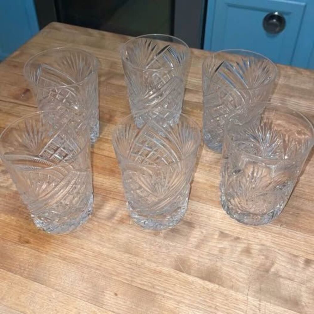 Vintage Cut Crystal Tumbler Glasses - Set of 6